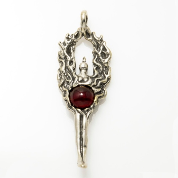 Wellstone Jewelry Jewelry - Fire Dancer Pendant .925 Sterling Silver w/ genuine Garnet made in USA